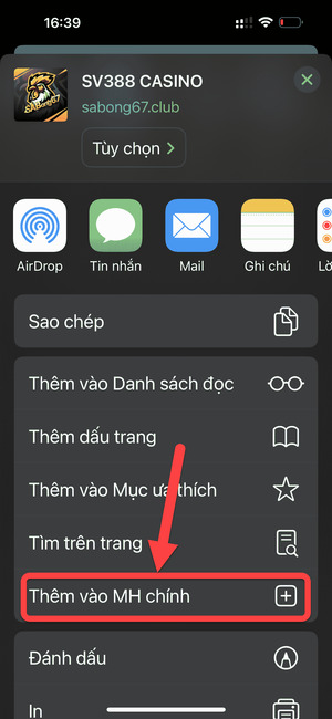 Thêm vào màn hình chính